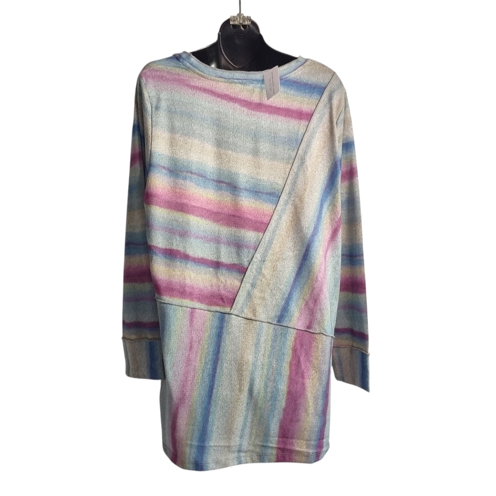 CJ Banks Top Women's Multicolor Crewneck Longsleeve Top Blouse Plus Size 1X NWT - Picture 2 of 11